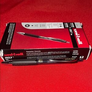 Uni-ball 207 Gel Pen Black .38 mm 12 pk NWT